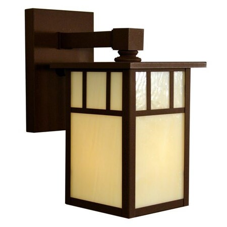 Arroyo Craftsman 4" Huntington Wall Mount With Classic Arch Overlay, Antique Copper, Frosted Glass HB-4LWAF-AC
